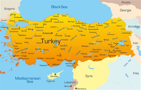 Karta turkiet grannländer